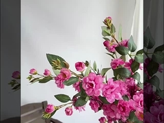 Kembang buatan camellia, susunan bunga camellia multihead, ranting panjang, bunga buatan