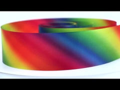 Meisida pita transfer panas pencetakan benang sabuk gradien warna pelangi pita polyester disesuaikan