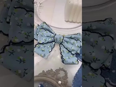 Daun tepi / tepi lurus satu sisi imitasi bunga kecil pita denim