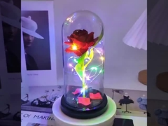 Imitasi mawar, bunga abadi, tutup kaca, Hari Ibu, Hari Valentine, dekorasi hadiah Natal