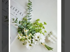 Botol buket bunga daisy simulasi, meja bunga yang terikat tangan, bungkus bunga palsu, alat foto