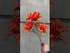 Bunga simulasi pernikahan, anggrek ungu tiga kepala, bunga aula pernikahan, dekorasi rumah, bunga sutra