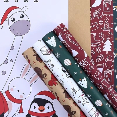 Harga yang bagus Selamat Natal Kertas Pembungkus Kado 58cm X 58cm Dicetak Kertas Kraft 20 Lembar Dalam Tas on line