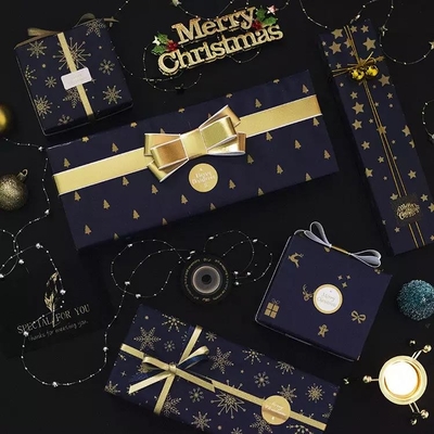 Harga yang bagus Kertas Pembungkus Gulung Klasik Hitam Putih Kustom Kertas Pembungkus Kado Natal on line