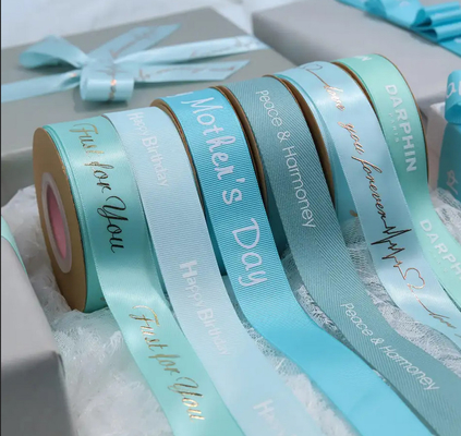 Harga yang bagus Flower Shop Gift Packing Wrapping Twill Ribbon Printing Dengan Logo on line
