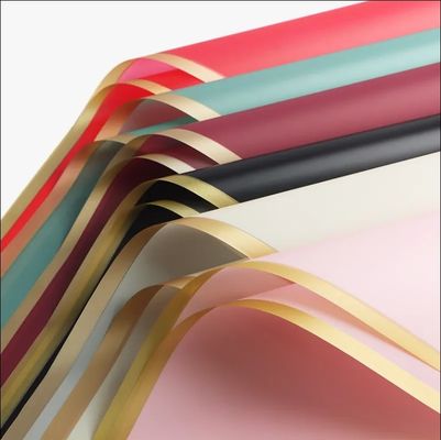 Beli Gold Edge Flower Wrapping Paper Waterproof Floral Bouquet Wrapping Paper Korea Matt Flim pembuatan online