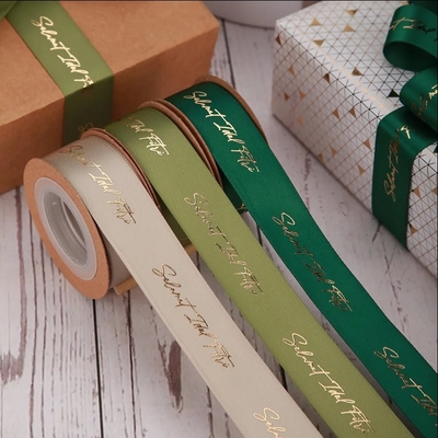 Beli Ribbon Satin Customisable Rose Gold Foil Printed Ribbon untuk Membungkus Hadiah online manufacture
