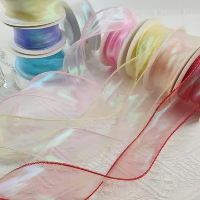 Beli Custom Solid Color Sheer Chiffon Pink Silk Organza Ribbon untuk Membungkus Hadiah Pernikahan online manufacture