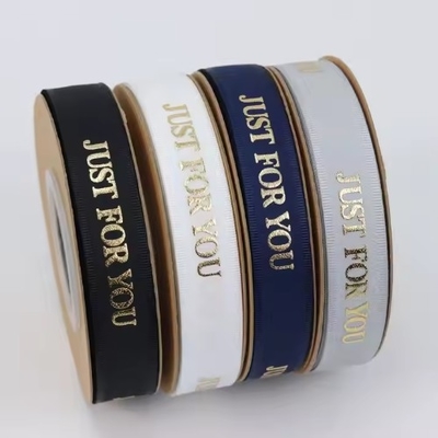 Harga yang bagus Polyester Tuff Printed Ribbon Roll Double Solid Color Eco-Friendly Gold Foil Logo on line