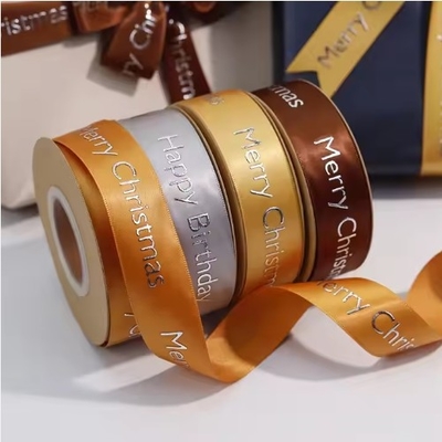 Beli Polyester Satin Ribbon 3D Embossed Dicetak Daur Ulang Gossgrain Makanan Kerajinan Tas Kemasan Logo Khusus online manufacture