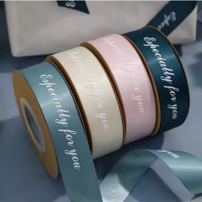 Beli Custom Printed Logo Satin Ribbon Roll Hot Stamping Dekoratif Grosgrain untuk Pembungkus Hadiah online manufacture