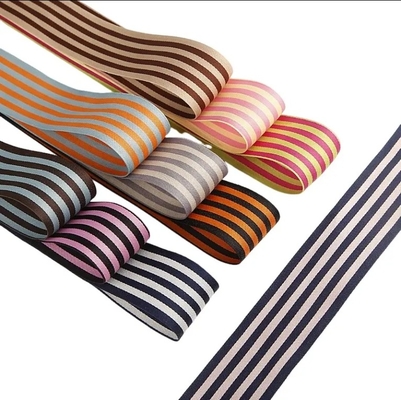 Harga yang bagus Grosir Double Face Polyester Cotton Blend Ribbon Bergaris Untuk Diy Rambut Busur Hadiah Bungkus Kue Pengemasan Dekorasi on line