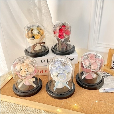 Harga yang bagus Woolen French Romantic Simulation Flower Hug Bucket Ornaments Creative Lighted Rose Bouquet Valentine's Day Gift Tas Bunga Handheld 11x15cm on line