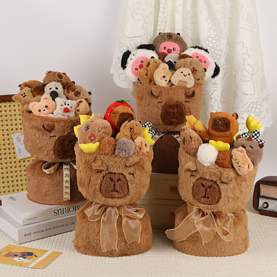 Harga yang bagus Capybara boneka karangan bunga kebahagiaan hadiah liburan mewah lucu ulang tahun mainan pelukan ember dekorasi pengaturan on line