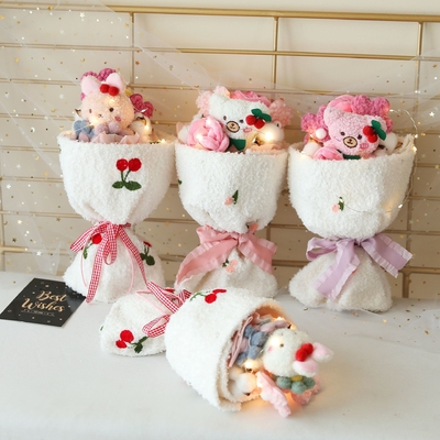 Harga yang bagus Buket Boneka Cute Plush Bunny Boneka Buket Natal Natal Hadiah Buket Kain Selesai on line