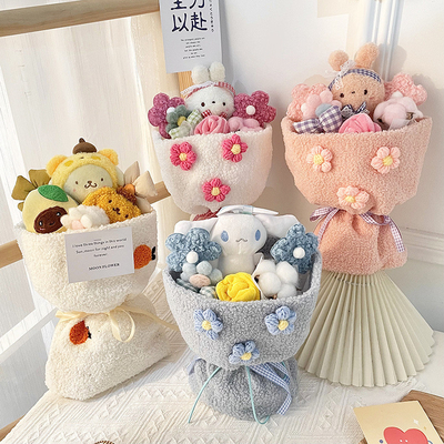 Harga yang bagus Karikatur yang indah Romi Plush Doll Bouquet Gaya wangi kecil Qixi Hari Guru Doll kecil Gift Tas Set on line