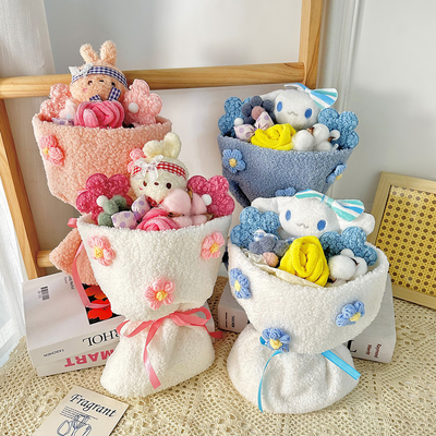 Harga yang bagus DIY Boneka Plush Gaya Bunga Kecil Buket Boneka Kartun Cute Cinnamon Anjing Hadiah Ulang Tahun Aksesoris Tas on line