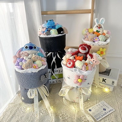Harga yang bagus Buket Bunga Plush Kreatif Dengan Cahaya, Buket Simulasi Buket Hewan Diisi Cute Buket Untuk Hari Valentine Pacar Hadiah on line