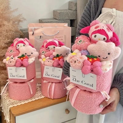 Beli 520 Hari Valentine hadiah ulang tahun untuk gadis Kuromi Sanrio boneka kartun boneka karangan bunga online manufacture