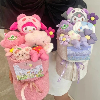 Harga yang bagus 20x35cm Bunga Boneka Kuromi Berwarna Berbagai Hadiah Sempurna untuk Pacar Anda di Hari Anak on line
