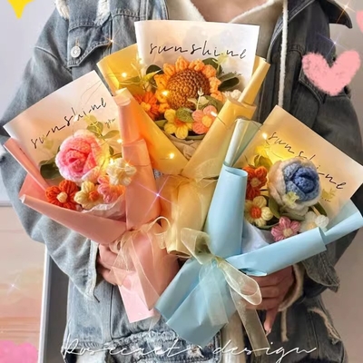 Harga yang bagus Hadiah kreatif untuk Hari Valentine dan Hari Guru bunga mawar wol karangan bunga bunga bunga bunga bunga bunga matahari terikat produk jadi buatan tangan sebagai hadiah ulang tahun on line