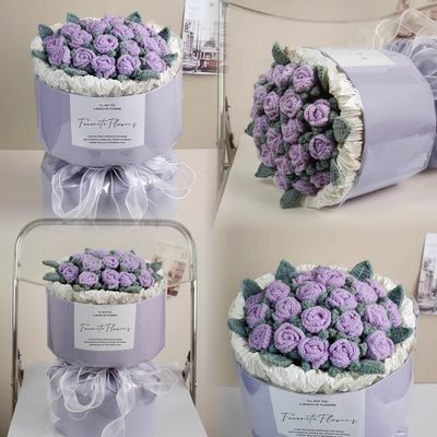 Beli Bubble Roses Handmade Knitted Woolen Flower Bouquets Creative Flower Bouquets untuk Guru dan Ibu pada Hari Perempuan Internasional dan Hari Guru pembuatan online