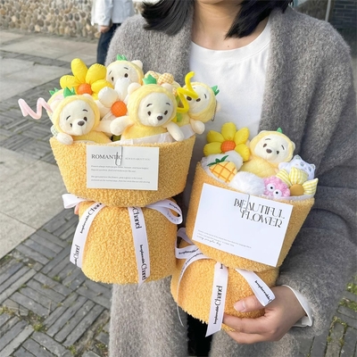 Beli Ananas Bear Plush Doll Bunga Buket Diberikan Kepada Pacar Sebagai Hadiah Ulang Tahun dan Hadiah Lulusan Pada 20 Mei dan Qixi Festival Valentine online manufacture