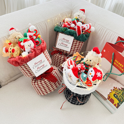 Harga yang bagus Hadiah Natal Kreatif Kartun Plush Boneka Buket Santa Claus Boneka Produk Selesai Hadiah Ulang Tahun untuk Pacar dan Sahabat Terbaik on line