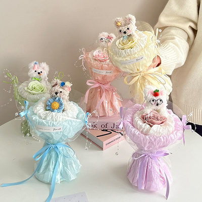 Harga yang bagus Plush Sydney Paper Doll Twist Stick Puppy Old Man Snowman Bouquet Ideal Hari Valentine Kreatif Hadiah untuk Pacar on line
