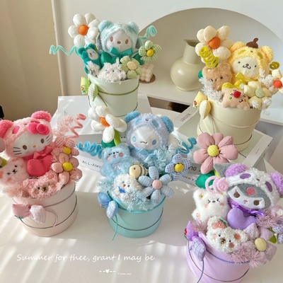 Harga yang bagus Kotak bunga kecil buket boneka silinder produk jadi untuk pacar boneka hadiah kreatif hadiah Natal souvenir on line