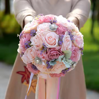 Beli Bungkus Bunga Mawar Kunci Rumah Pernikahan Bunga Dekoratif untuk Pengantin Pengantin Bunga Buket Hadiah Hari Valentine online manufacture