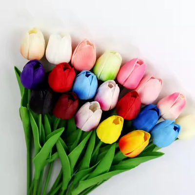 Harga yang bagus Pabrik buatan Bunga Tulip Pernikahan PU sentuhan nyata Bunga palsu Dekorasi tulip Buket Tulip buatan on line