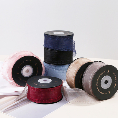Harga yang bagus Versi Korea pita transparan, benang karet, tekstil salju, pita sutra, pita berwarna-warni, strip kain, kemasan buket, bahan hadiah DIY on line