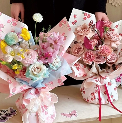 Harga yang bagus Kertas kemasan bunga musim semi, kertas kemasan buket bunga segar yang kental, kertas kemasan cetak tahan air, kemasan seni bunga toko bunga on line