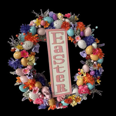 Beli Telur Senmasine Bunga Paskah untuk Pintu Depan Menggantung Dekorasi Musim Semi Campuran Berwarna-warni Plastik Telur Daun buatan Bunga Bunga pembuatan online