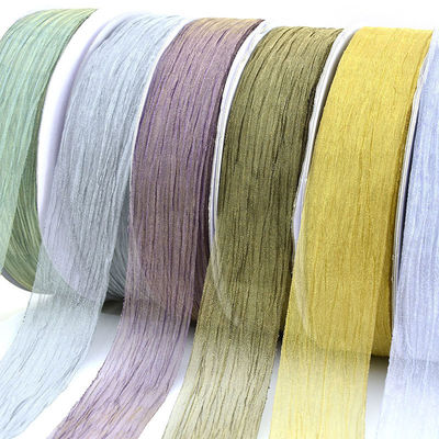 Beli 38mm lebar organza pleated Korea buatan tangan pita kupu-kupu busur aksesoris klip rambut grosir pembuatan online