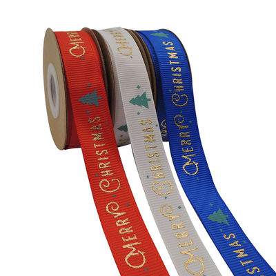 Beli 1.6cm Christmas tree ribbon gift decoration, hot stamping ribbon roll gift packaging, ribbon Christmas wholesale pembuatan online