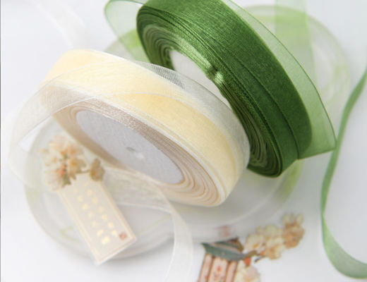 Beli Salju pita kasa chiffon bahan DIY satin pita militer kotak kue hijau dekorasi bunga melati bungkus kemasan pita sutra pembuatan online