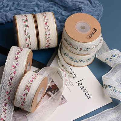 Beli Versi Korea gigi tepi chiffon + renda berongga pita bunga DIY busur buatan tangan aksesoris rambut bunga Toko bungkus bunga online manufacture