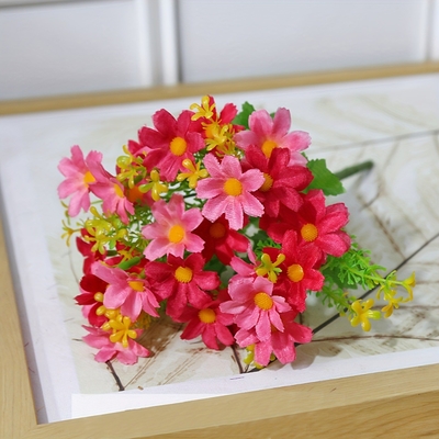 Harga yang bagus Bunga simulasi, bunga daisy kecil, anggrek melompat, bunga palsu buatan, 28 kepala, dekorasi rumah kebun, bunga sutra, proyek luar ruangan, krisan liar kecil on line