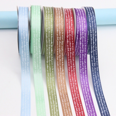 Harga yang bagus 2cm pita hijau kotak hadiah kemasan pita kue bunga BESTWISHES hot stamping pita hadiah on line
