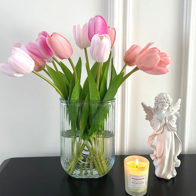 Beli Tulip PU buatan tangan Ukuran Custom Simulasi Bunga untuk dekorasi ruang tamu dan foto alat peraga online manufacture