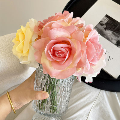 Beli Gaya musim gugur Eropa simulasi basah bunga bunga mawar fotografi ruang tamu bunga palsu gaya liburan karangan bunga dekorasi rumah bunga pembuatan online