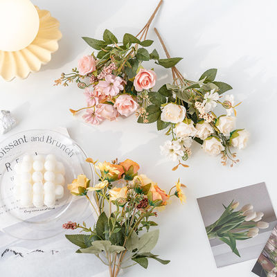 Beli Manik-manik mawar, karangan bunga kecil, bunga buatan tunggal, bunga buatan, tanaman hijau, bunga sutra ruang tamu, bunga dekoratif, ornamen dan bunga pembuatan online