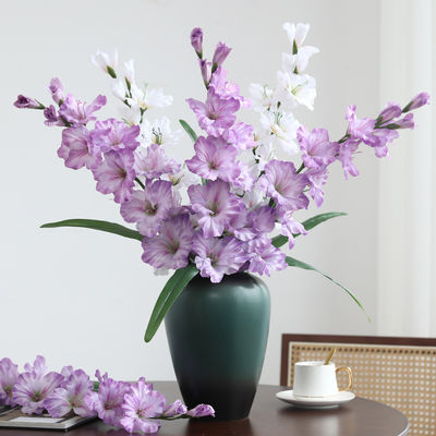 Beli Bunga buatan kelas atas, bunga buatan gladiolus bercabang tunggal, dekorasi ruang tamu dan meja makan rumah, alat foto pernikahan, karangan bunga buatan pembuatan online