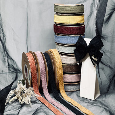 Beli Cross-border gaya Korea baru warna padat pita chenille kotak hadiah kemasan bunga hadiah busur aksesoris grosir pita tenun pembuatan online