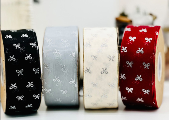 Beli Advanced Silver Sparkle Butterfly Snow Ribbon Handmade DIY Hair Accessories Bow Material Clothing Straw Hat Accessories Gift Box Packaging online manufacture