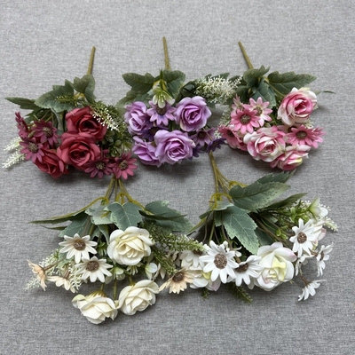 Harga yang bagus Simulasi Corner Rose Chrysanthemum Kombinasi Bundle Silk Flower Rumah Ruang Tinggal Hotel Fotografi Pernikahan Perhiasan Prop on line