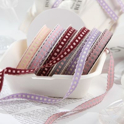 Beli Kerajinan DIY Penting Pita Anyaman Kotak-kotak Biru Tua Aksesori Jepit Rambut Buatan Tangan Pakaian Sepatu Topi Buket Bunga Kemasan Pita pembuatan online