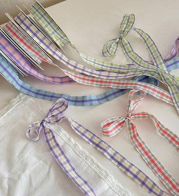 Beli DIY Kerajinan Penggunaan 1.5cm Musim semi/musim panas Ribbon kisi berwarna-warni Bunga bunga ramah lingkungan Bahan tenun untuk toko tenun pembuatan online